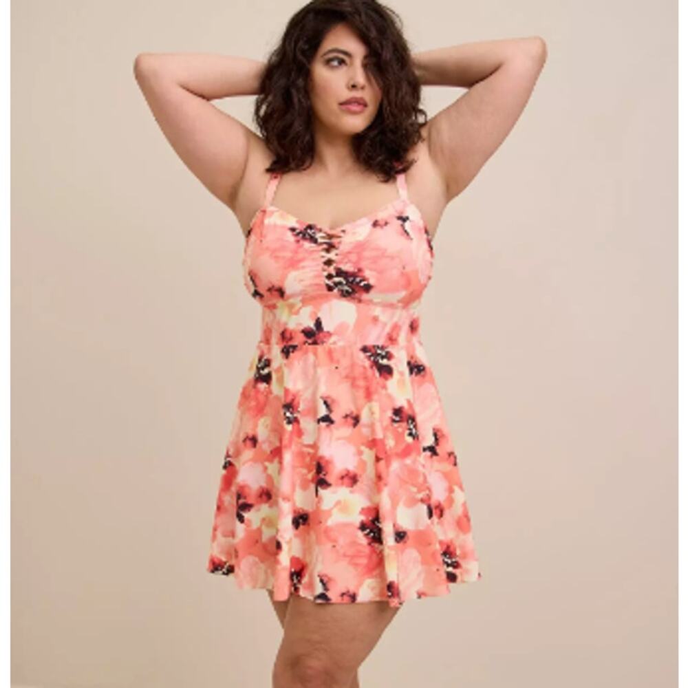 Torrid Swim Dress Womens 2X Casual Comfortable Swimsuit Floral Vacation Pool
